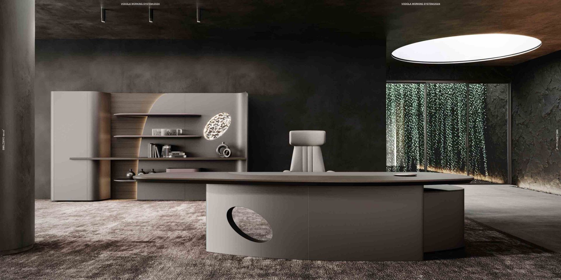 مكتب مع تخزين جداري